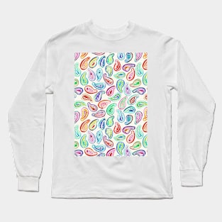 Simple Hand Painted Watercolor Paisley Pattern Long Sleeve T-Shirt